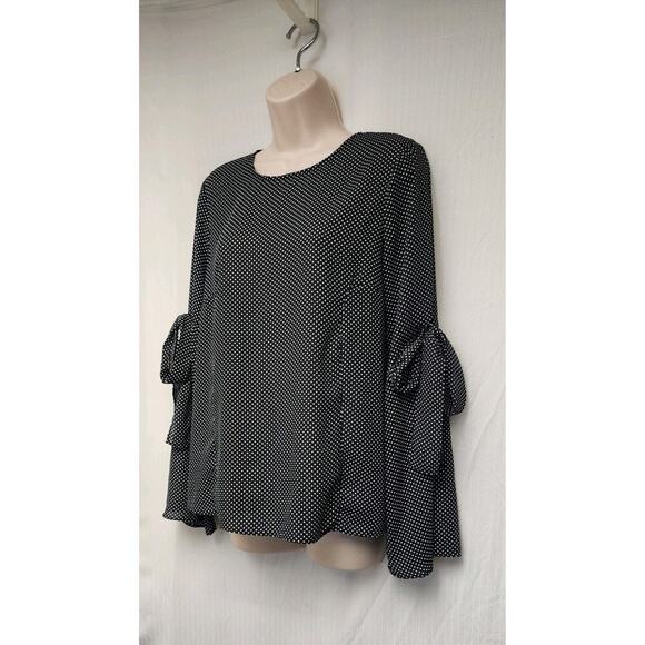 who what wear Polka-Dots Long Bell Sleeve Black/ White Size Medium - Picture 3 of 9